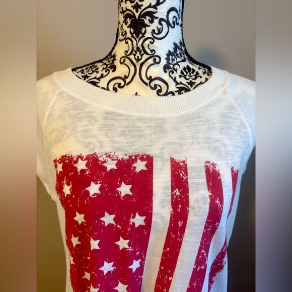 ALLEN ALLEN American Flag T-shirt & Peach Tank Top with Pockets - Picture 9 of 14